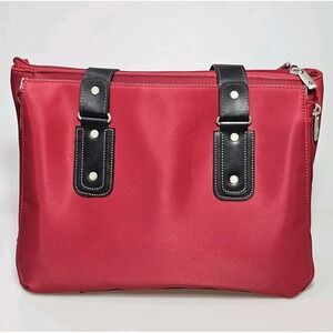 Samsonite Red Laptop Briefcase Messenger Bag Double Handles Expandable Pockets